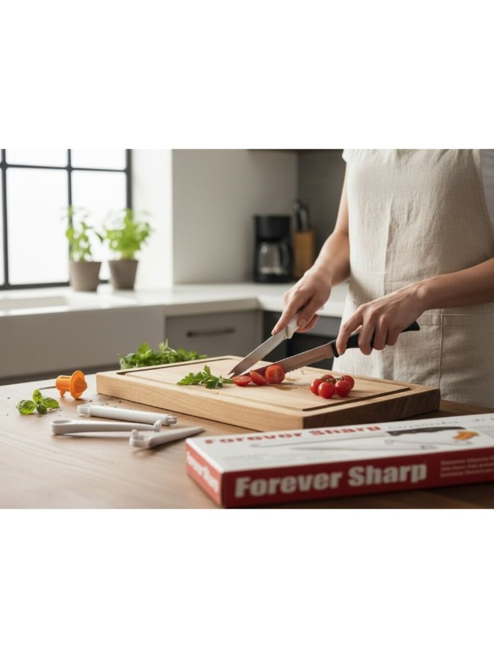 Forever Sharp 5-Piece Knife Set With Chef Decorator & Magic Spiral